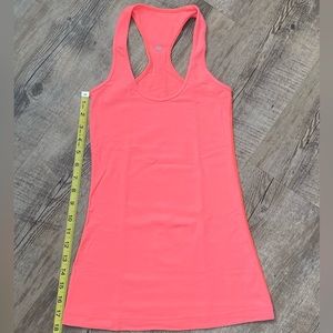 Lululemon Cool Racerback Tank in bright tropical pinkish/orangish color, size 2